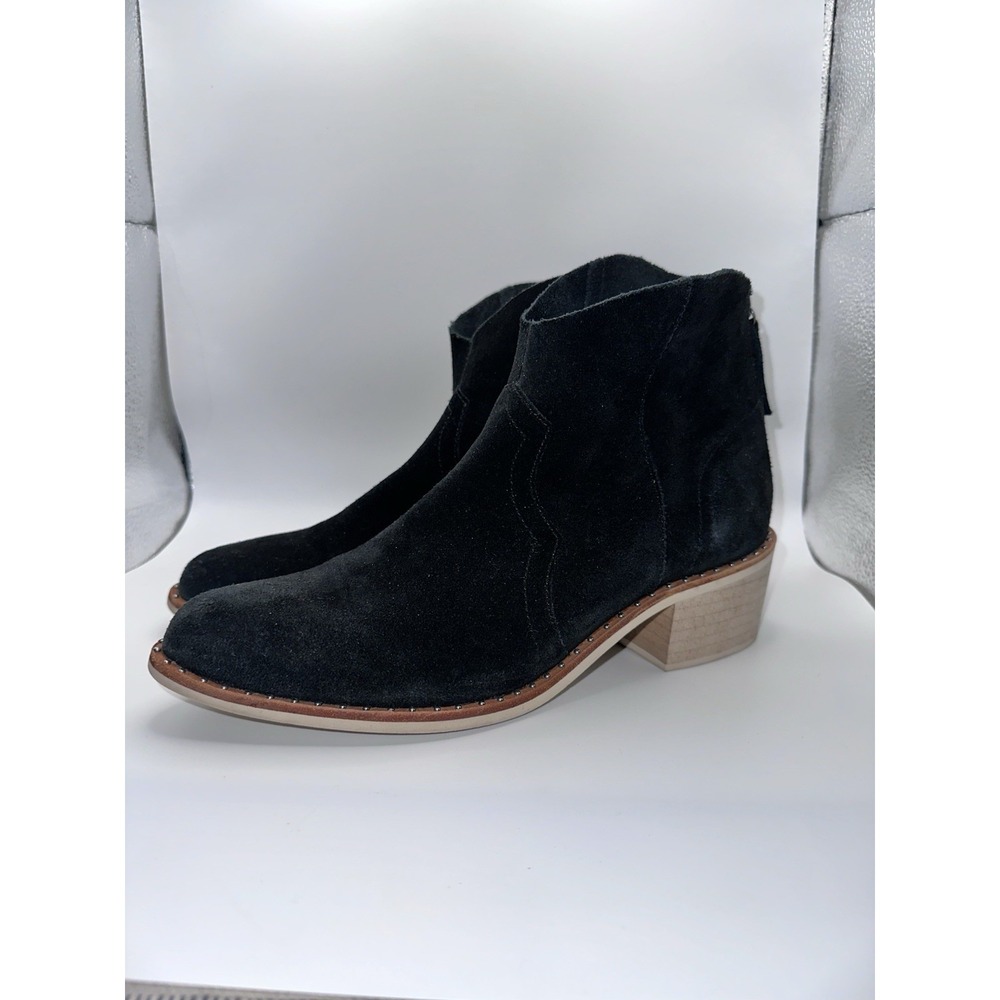 Crevo Clara Black Studded Suede Leather Western Booties Boots Sz 7.5 M Ankle